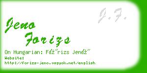 jeno forizs business card