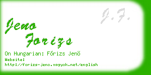 jeno forizs business card